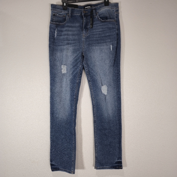 RSQ Men’s Size 34 × 32 Slim Vintage Flex‎ Jeans Distressed Blue NWT New - Picture 1 of 9